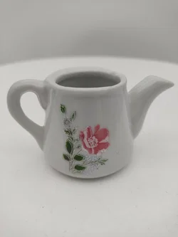 Puppenhaus Zubehör: Miniatur Porzellankanne mit Blumenmotiv | Sammlerstück  – Vorschau 1