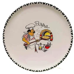 5er Set Vintage Pizzateller „Chef“ – Massive Keramik (Ø 30,5 cm)