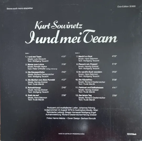 Schallplatte Kurt Sowinetz - I und mei Team 30600 – Bild 2