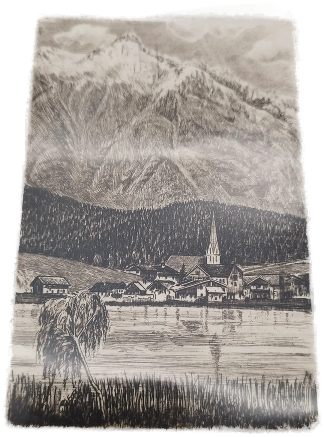 "Seefeld gegen Wetterstern" - Original Radierung von M.K. – Bild 2