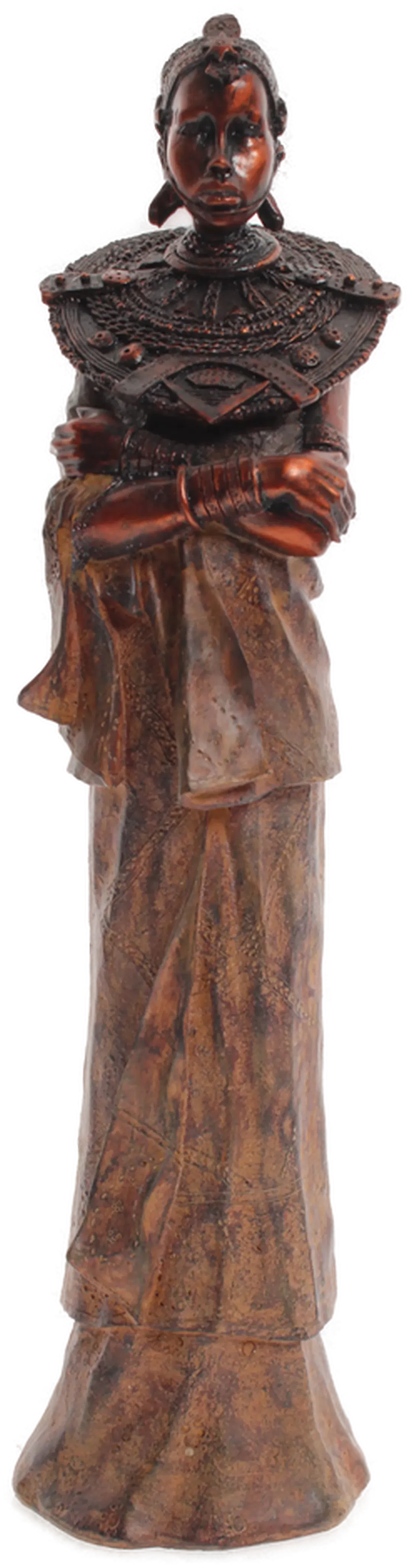 Afrikanisch Inspirierte Statuette / Figur einer Frau in Festtagstracht (ca. 36 cm) - Bild 1