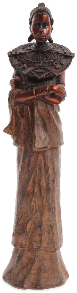 Afrikanisch Inspirierte Statuette / Figur einer Frau in Festtagstracht (ca. 36 cm) - Bild 1
