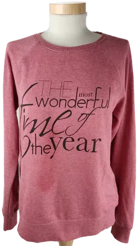 Pullover 'Amisu', langarm mit Rundhalsausschnitt, altrosa mit Aufdruck, Größe M - Bild 1