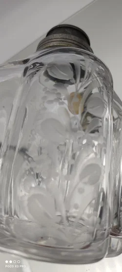 Handgefertigte Glasflasche Transparent | Blumen-Schliff - Bild 6