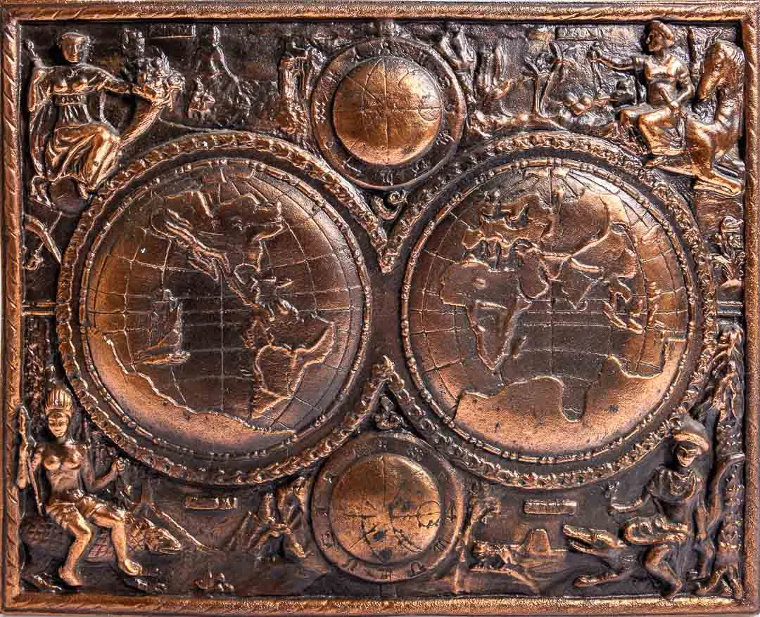 Gussbild Massiv Reliefbild Weltkarte Kaminplatte - Bild 4