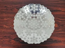 Silberne Dekoschale aus Glas - Durchmesser ca. 31 cm