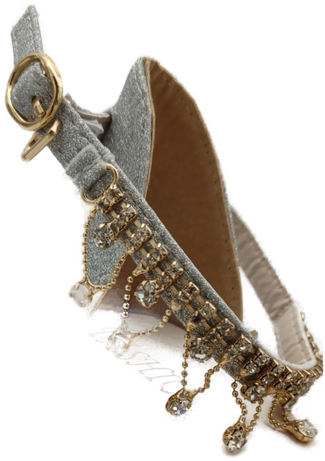 Silberfarbene Glitzer-Pumps mit Strass-Anhängern Gr. 41 | Neu mit Etikett – Bild 8