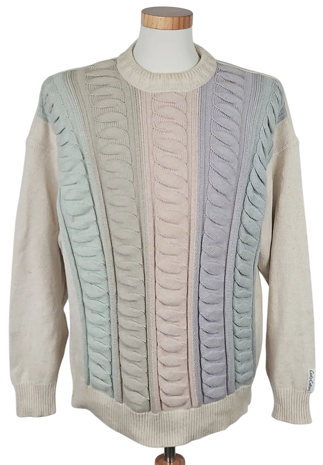 Carlo Colucci Vintage Herren Pullover, grau/beige - Gr. XXL - Made in Germany - Bild 4