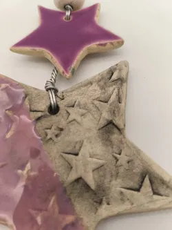 Deko Weihnachten, Keramikstern violett - Bild 2