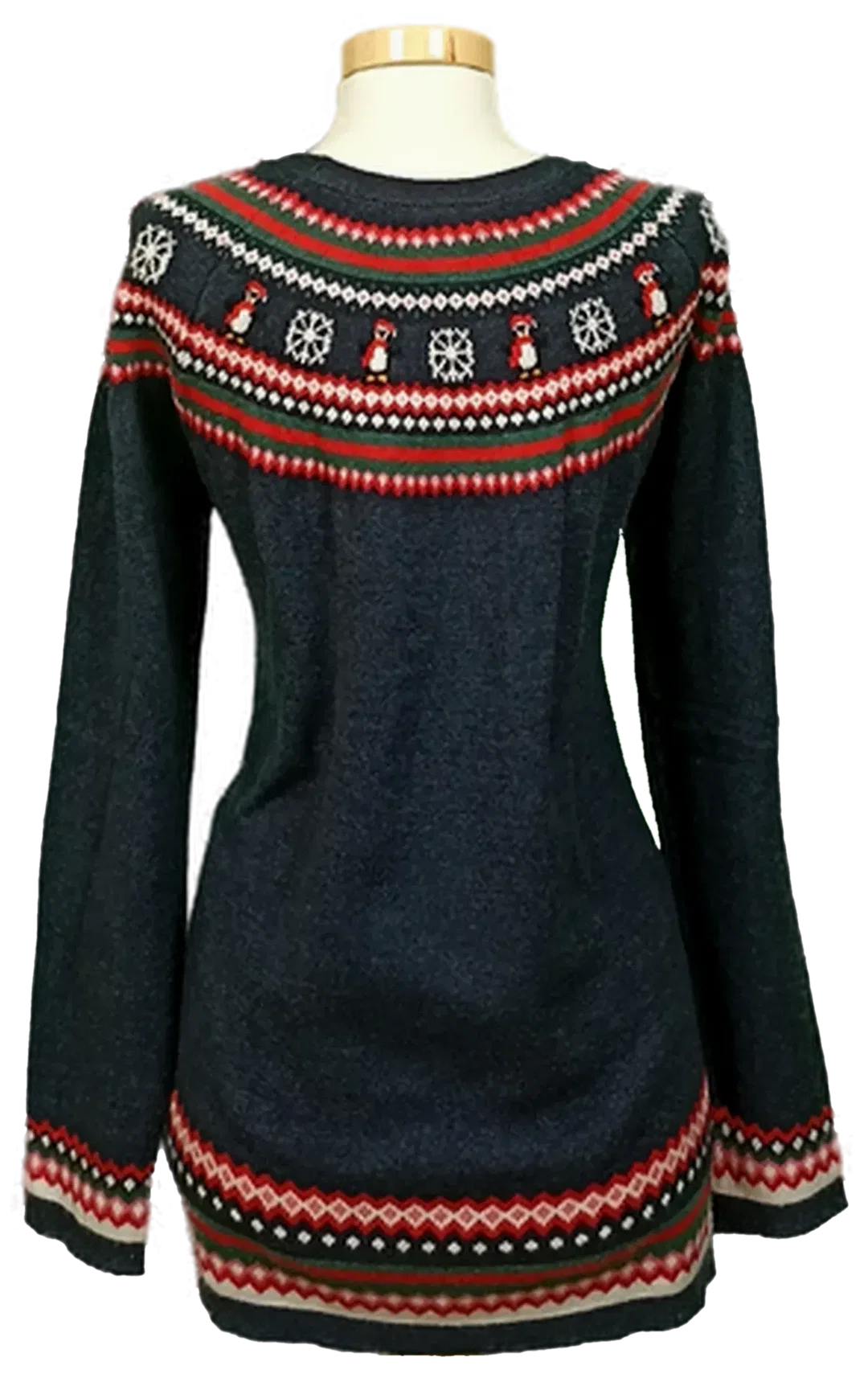 Famy Damen Weihnachtspullover dunkelblau gemustert Gr. L 42/44 – Bild 2