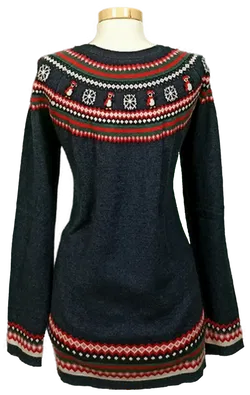 Famy Damen Weihnachtspullover dunkelblau gemustert Gr. L 42/44 - Bild 2
