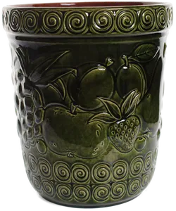 Vintage Rumtopf West Germany – Grünglasierter Keramiktopf mit Reliefdekor - Bild 3