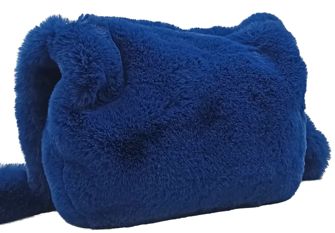 Umhängetasche aus Kunstpelz blau - Bild 4