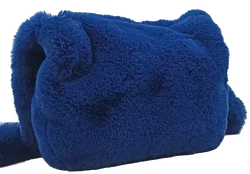 Umhängetasche aus Kunstpelz blau