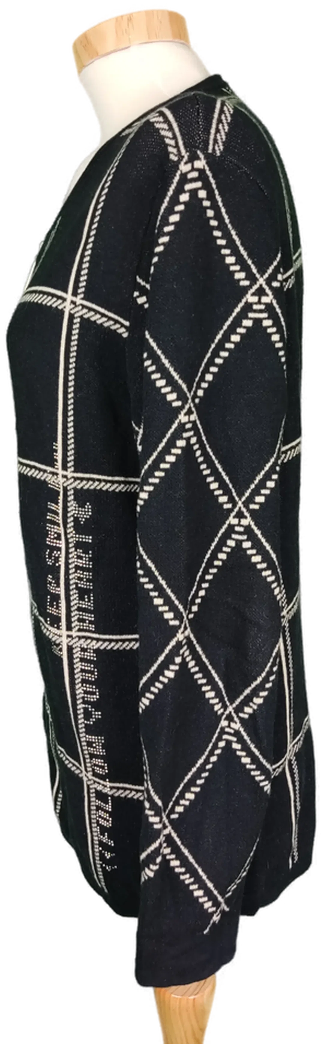 Bexleys Damen Strickjacke schwar/beige kariert mit Reißverschluss - L/40 – Bild 3