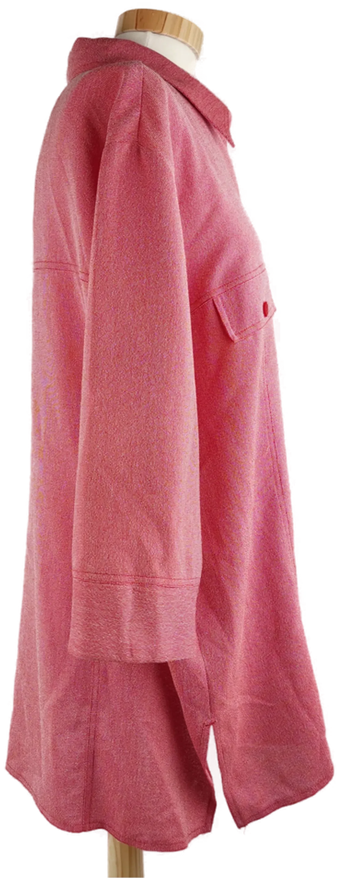 Bluse 'CANDA', dreiviertelarm mit Kragen, rot/beige meliert, Größe 46 – Bild 2