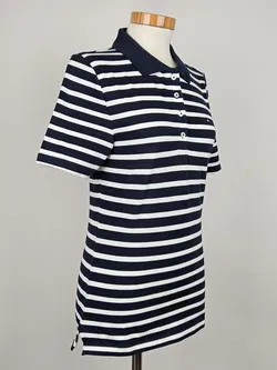 TOMMY HILFIGER Damen Poloshirt, blau/weiß - Gr. M  - Bild 2