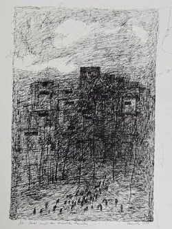 Franz Hametner - Die Stadt mit den dunklen Fenstern - Feder/Tusche Zeichnung - Bild 2