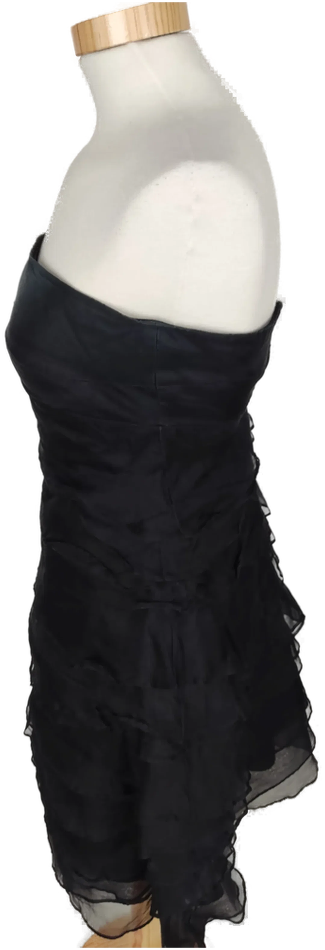 Kleid "Mariposa", kurz und schulterfrei, schwarz mit vielen Stufen, Größe 32 – Bild 2