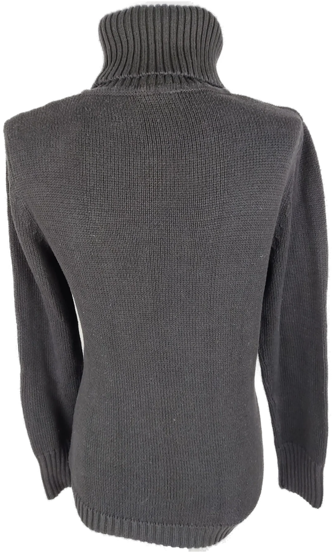Pullover "Blue Motion, langarm mit Rollkragen, gestrickt mit Zopfmuster, schwarz, Größe 36 – Bild 4