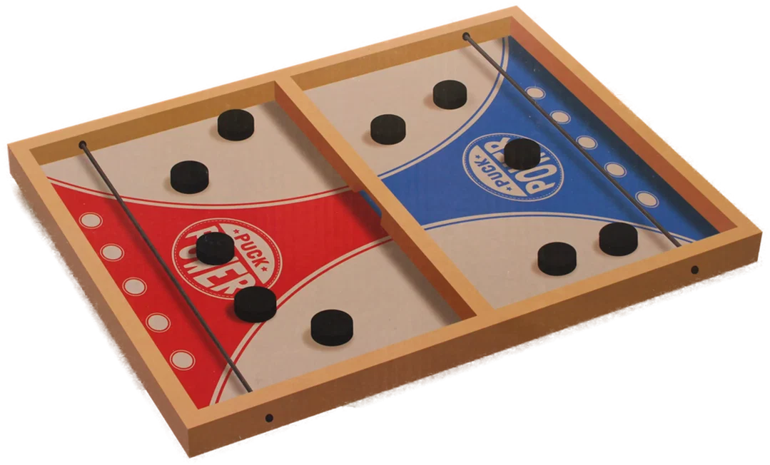 PUCK POWER Holz Puck Shooting Game – Scheibenschießen – 35 x 22 cm – Geschicklichkeitsspiel – Bild 3