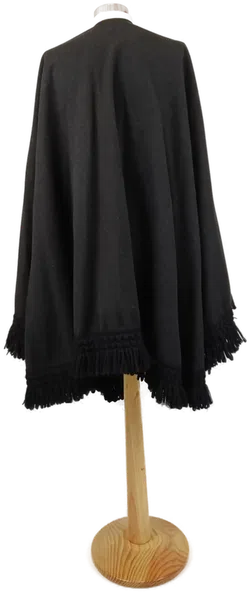 Damen Winter-Cape dunkelgrau mit Fransen / Einheitsgröße  - Bild 2