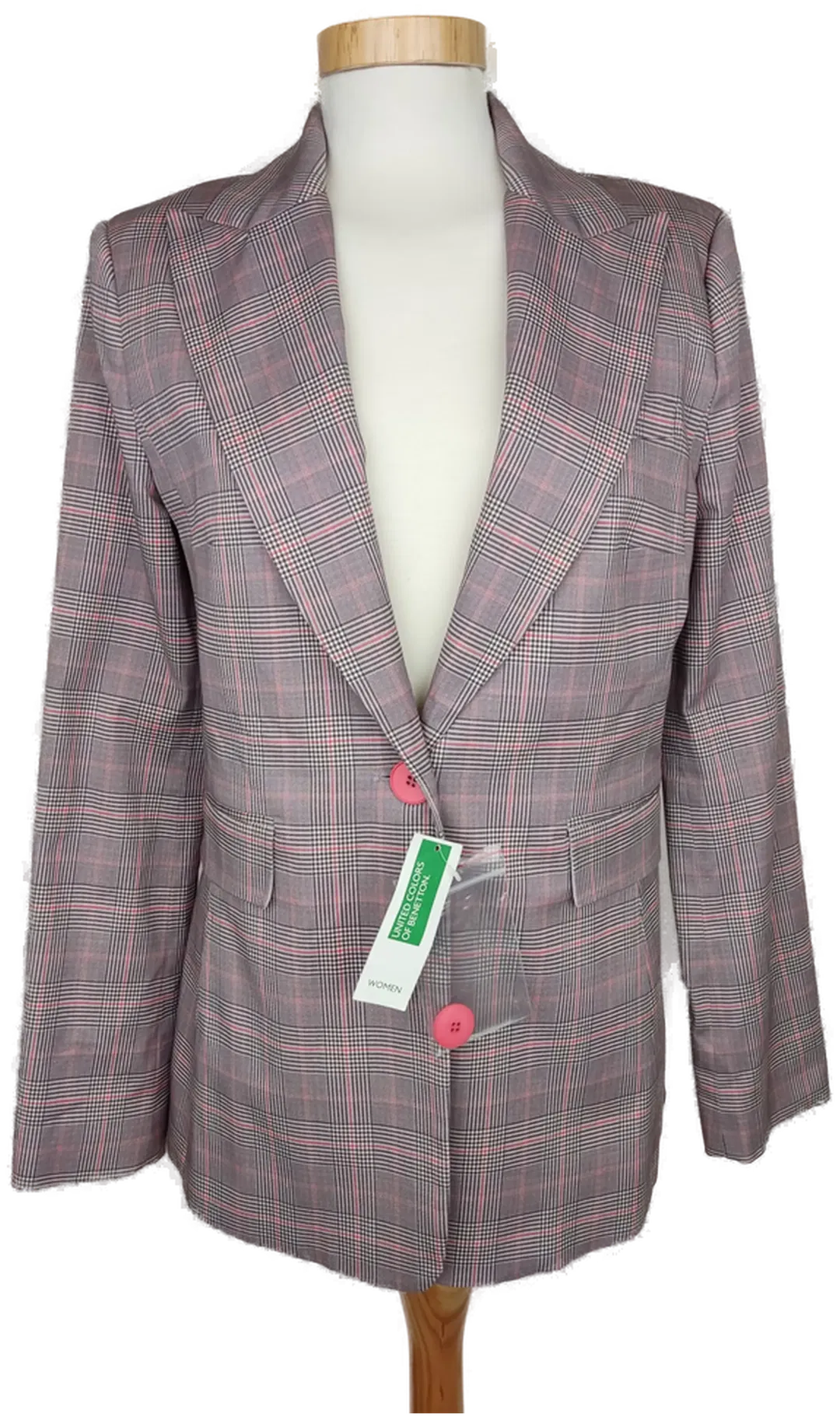 (NEU) United Colors of Benetton Damen Blazer rot/weiß/schwarz kariert - M/38 - Bild 1