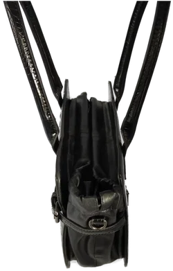 Damenhandtasche schwarz, Lederimitat mit Krokoprägung - Bild 3