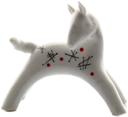 Sophiental Pferd Figur – Keramik – Mid-Century Design – weiß mit Dekor – ca. 10 cm - Bild 3