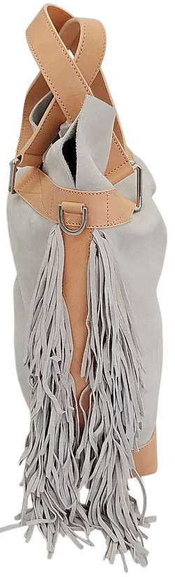 Max V. Koenig Damen Lederhandtasche mit Fransen, grau/creme - Höhe ca. 37 cm  - Bild 2