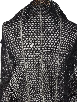 Stola gestrickt, schwarz/silber mit Fransen - Bild 3