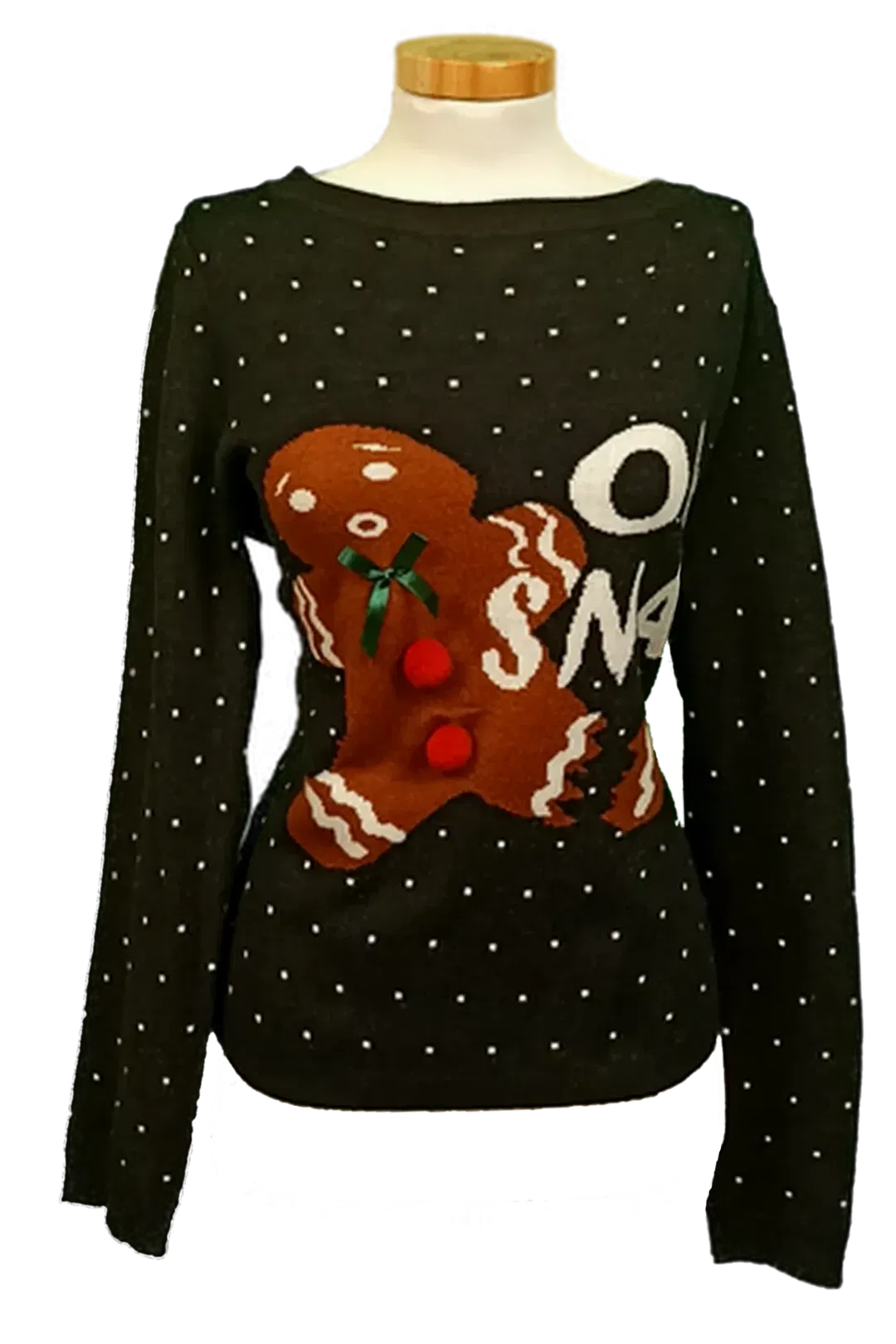 Only Damen Weihnachtspullover schwarz gemustert Gr. L - Bild 1