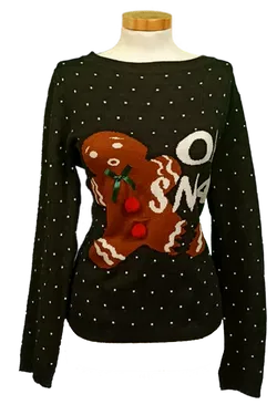 Only Damen Weihnachtspullover schwarz gemustert Gr. L - Bild 1