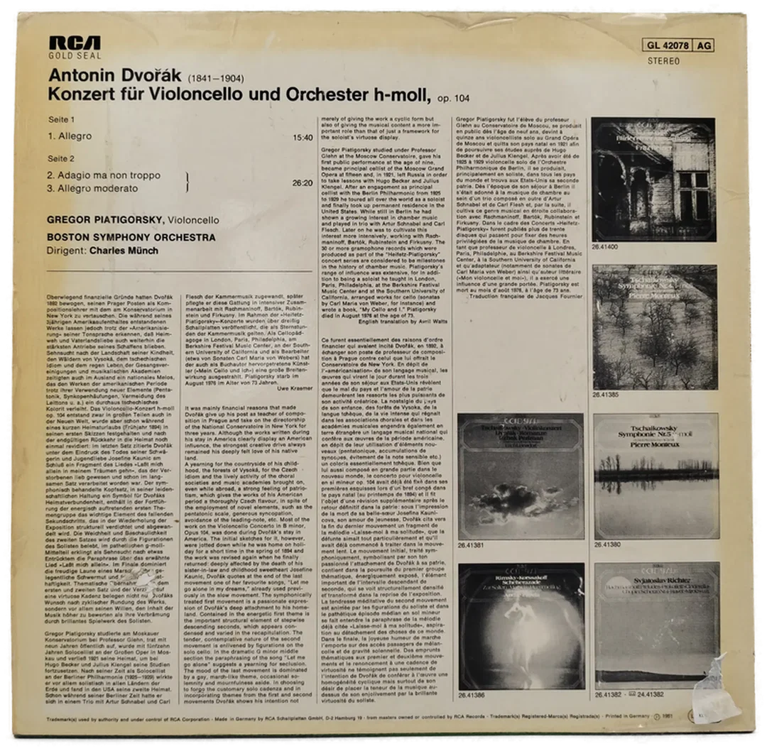 Antonin Dvorak Cello- und Orchesterkonzert – Bild 2