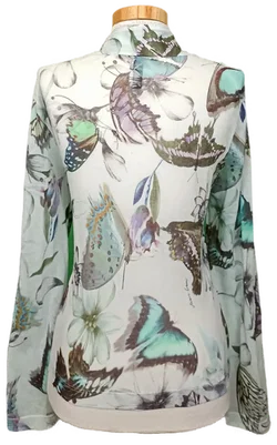 Marc Cain Damen Bluse weiß mit Schmetterlingsmuster Gr. M - Bild 2