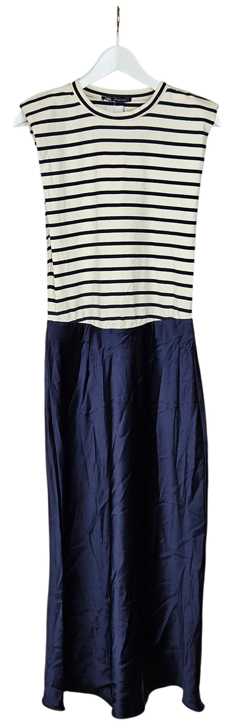 ZARA Damen Maxikleid, marine/weiß - Gr. L  - Bild 4