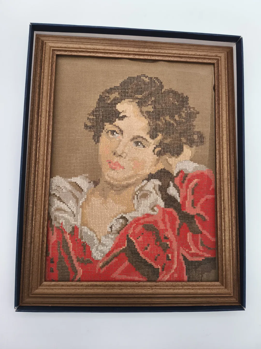 Gobelin Stickset mit Echtholzrahmen, Frauenportrait - Bild 1