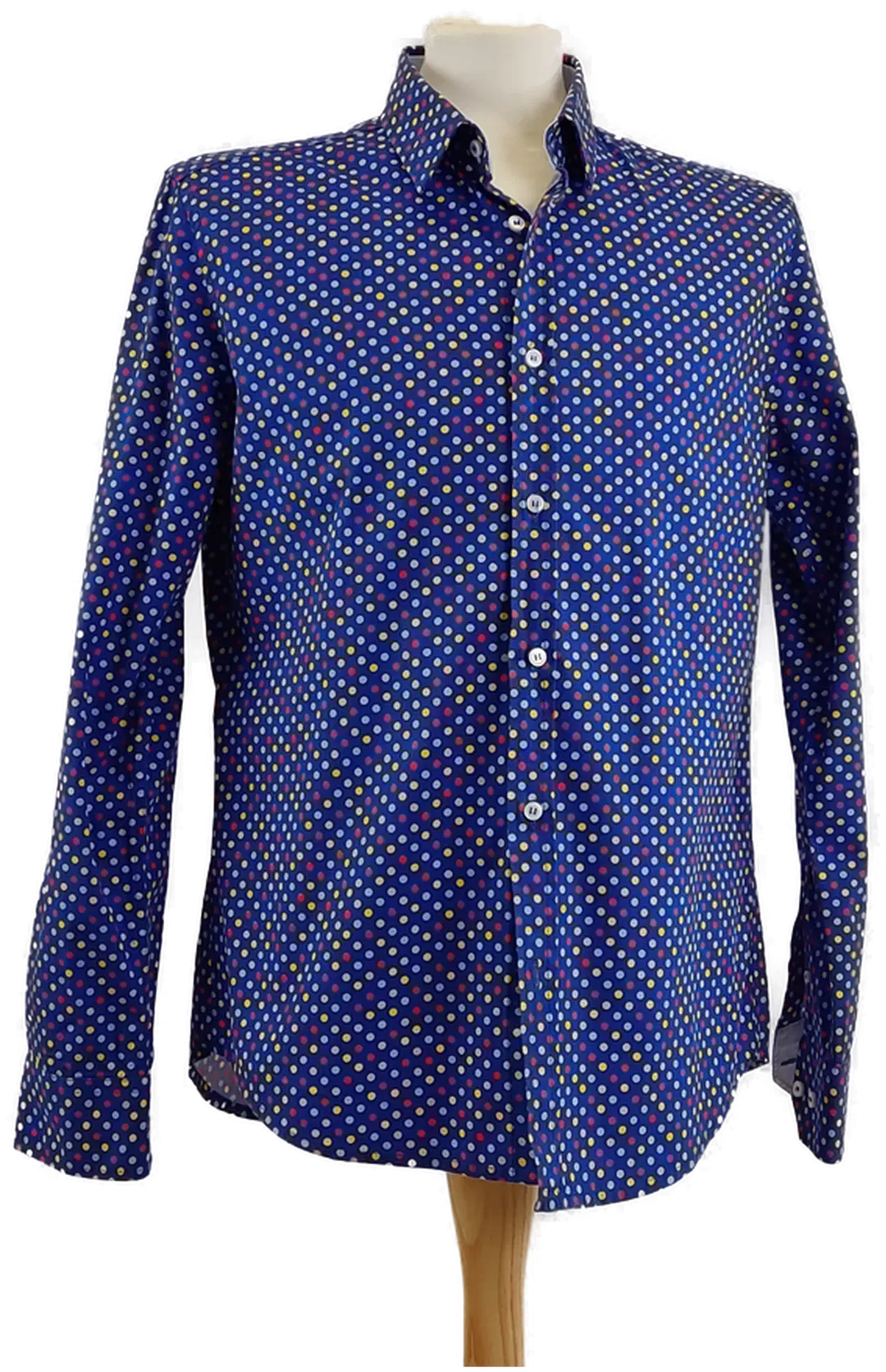 Blaues Herren Hemd Langarm, gepunktet, Gr. L - Bild 1
