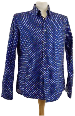 Blaues Herren Hemd Langarm, gepunktet, Gr. L - Bild 1