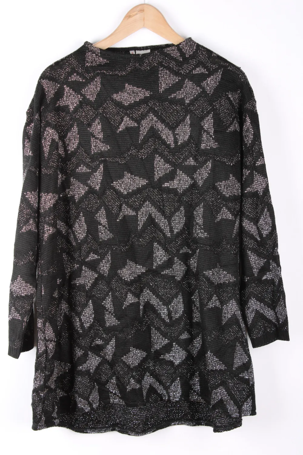Babäm! - Metall-Acryl Vintage Damen Longpullover, schwarz - Gr. L  - Bild 4