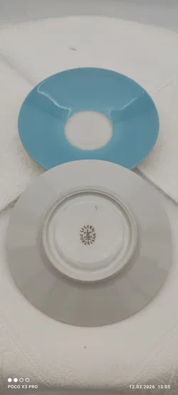 Lilien Porzellan Mokka-Untersetzer 2er Hellblau/Lila | Vintage - Bild 5