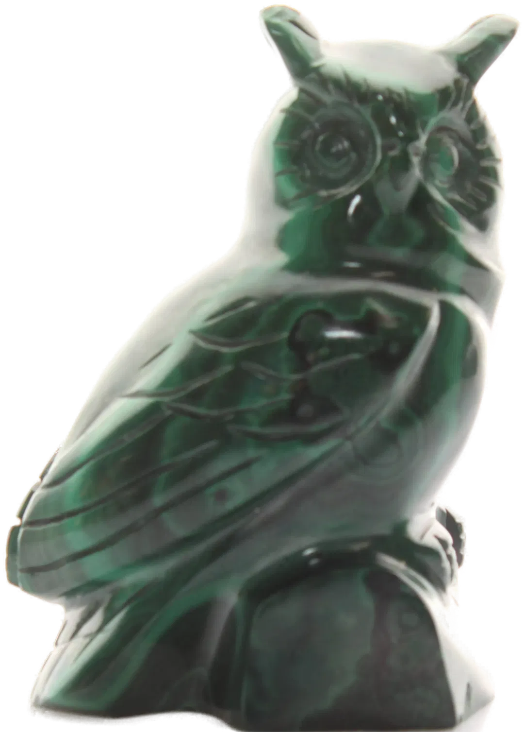 Malachit Eule – Handgeschnitzte Figur – ca. 7,5 cm – Deko Edelstein Skulptur - Bild 4