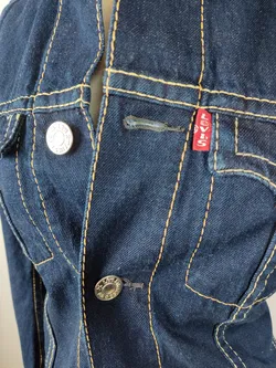 Levi's Type1 Jeanskleid Ärmellos mit passender Denim Truckerjacke dunkelblau - XS/34 - Bild 5