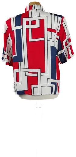 Damen-Bluse kurzarm rot/blau/weiss-gemustert - L/40 - Bild 2