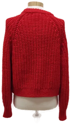 Kurze Damen Grobstrickweste mit Knöpfen, Rot, Gr. M - Bild 3