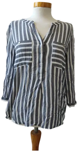 Tom Tailor Damenbluse grau-weiß gestreift - Gr. 36 - Bild 1