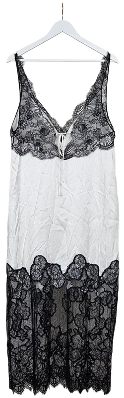 ZARA Damen Maxikleid mit Spitze, weiß - Gr. L - Bild 2
