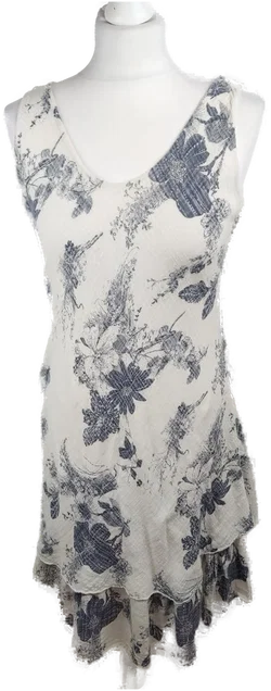 Geblümtes Baumwoll-Midikleid S/36 in Cremeblau | Frühlingsliebe