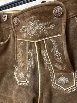 Traditionelle SPIETH & WENSKY Herren Trachtenlederhose - Größe 50 - Antik Wildbock - Neu - Bild 3