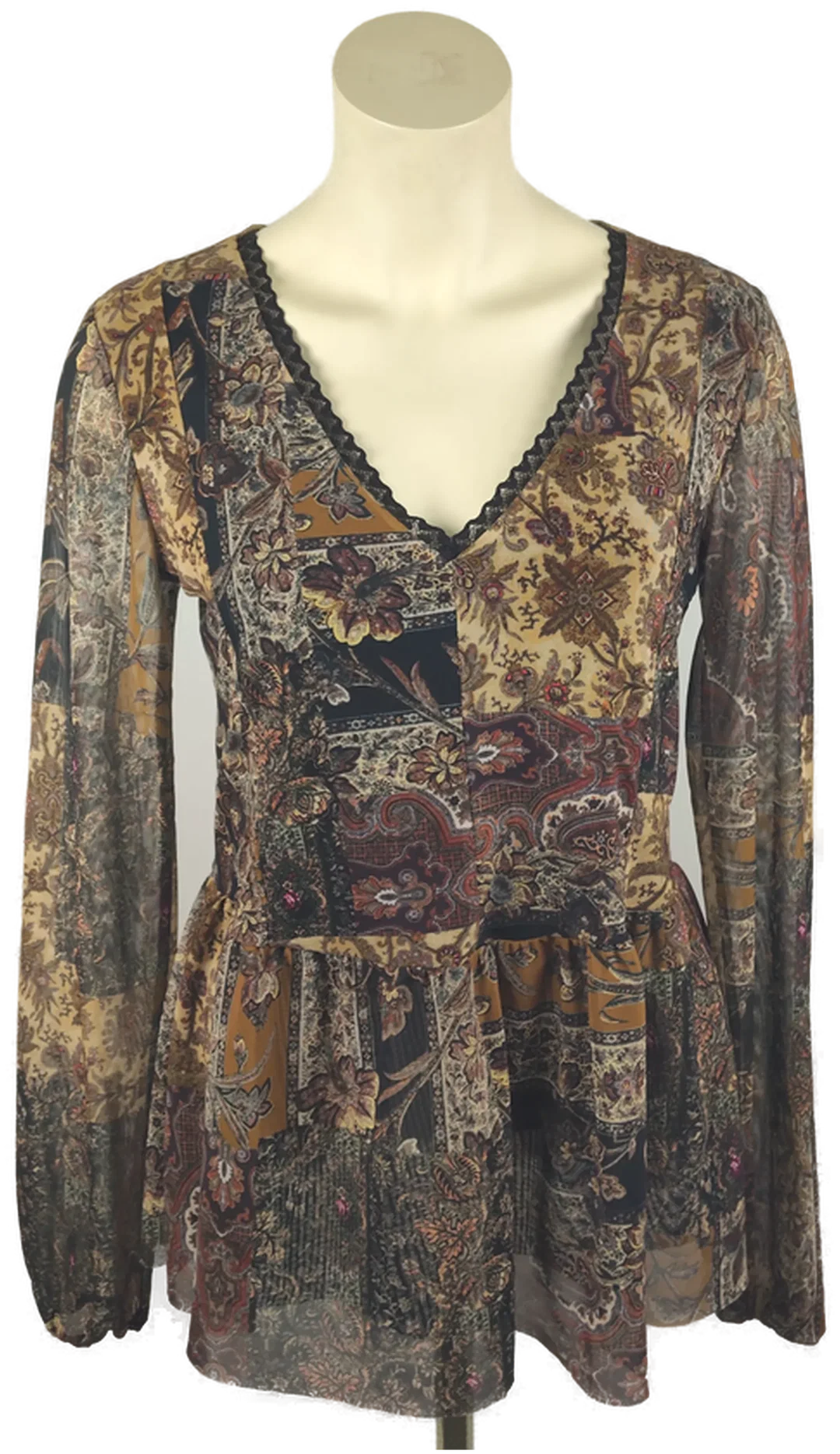 Desigual Damen-Langarmshirt Gr. 34 Geblümt | Boho-Charme – Bild 1